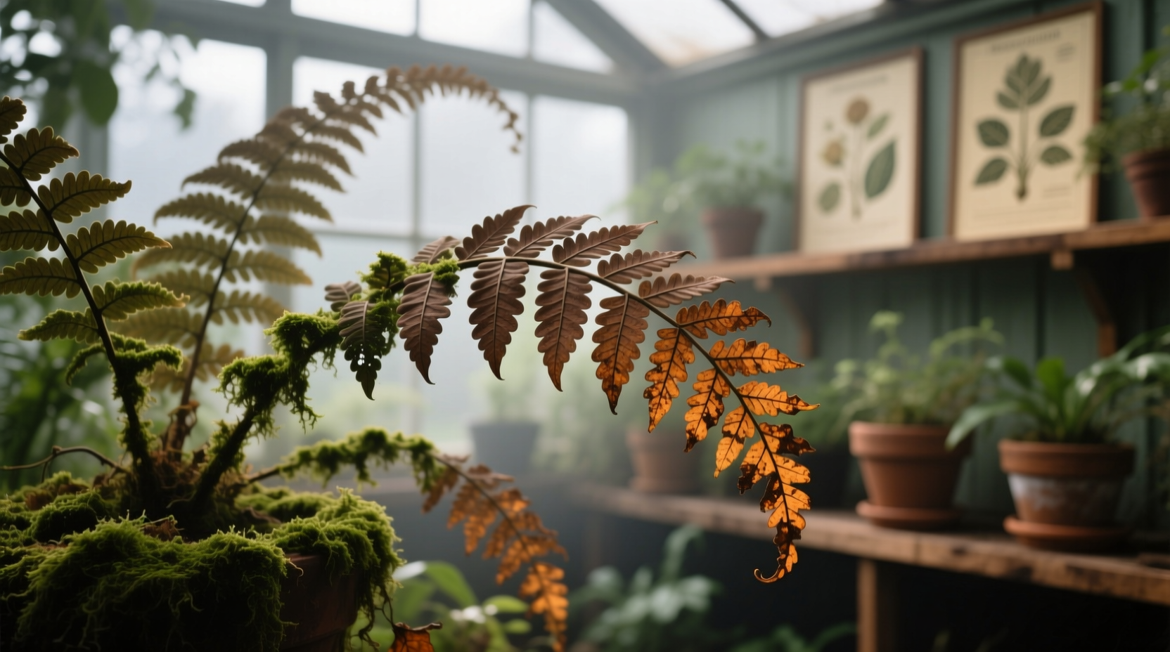 boston fern brown leaves