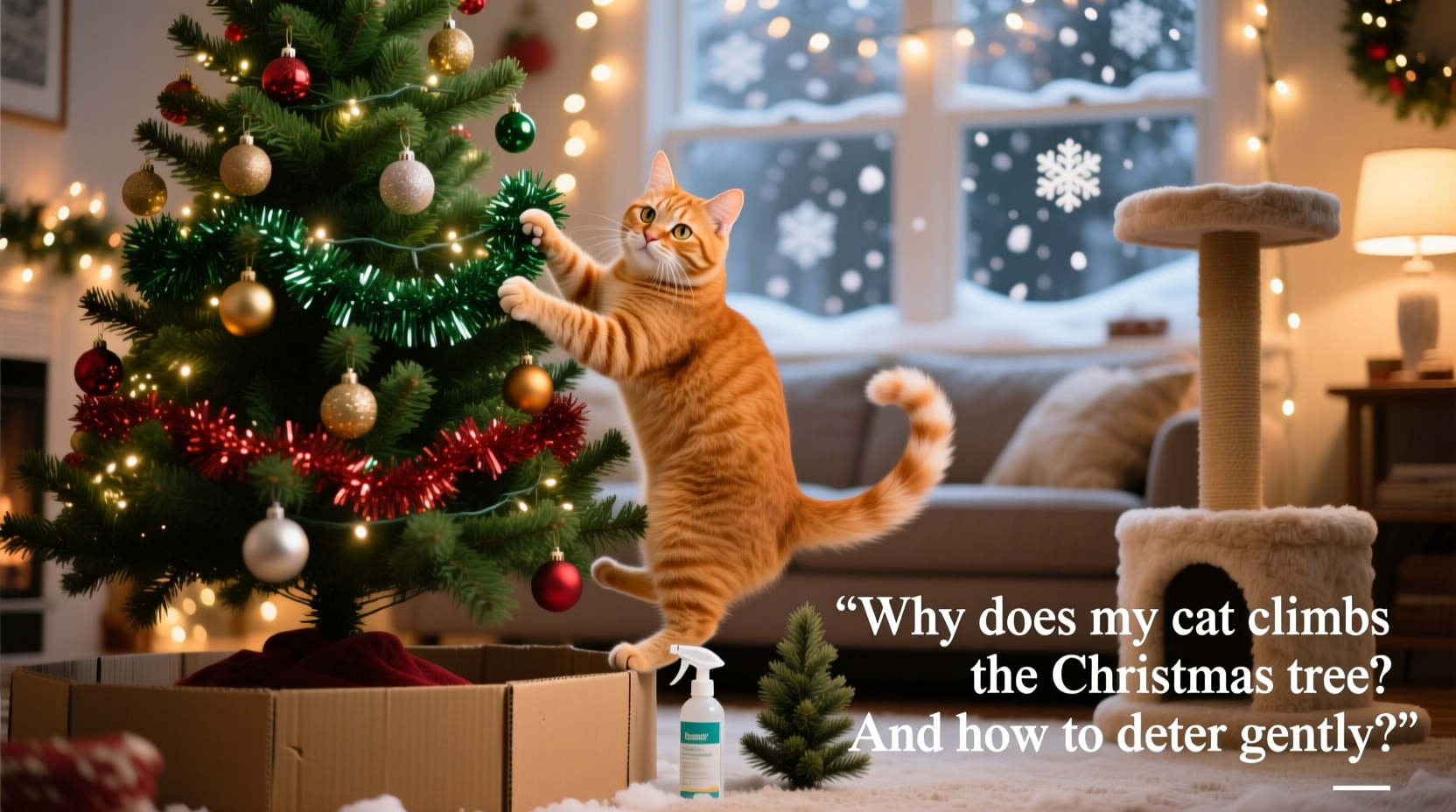 why does my cat climb the christmas tree and how to deter gently