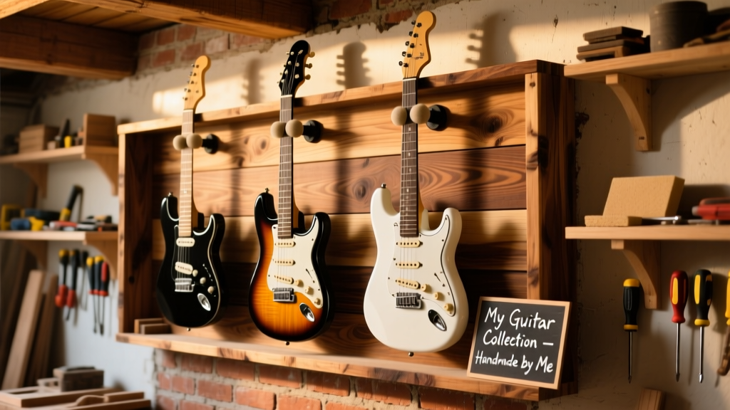 DIY Guitar Shelf: Wall-Mounted Display for 3 Guitars