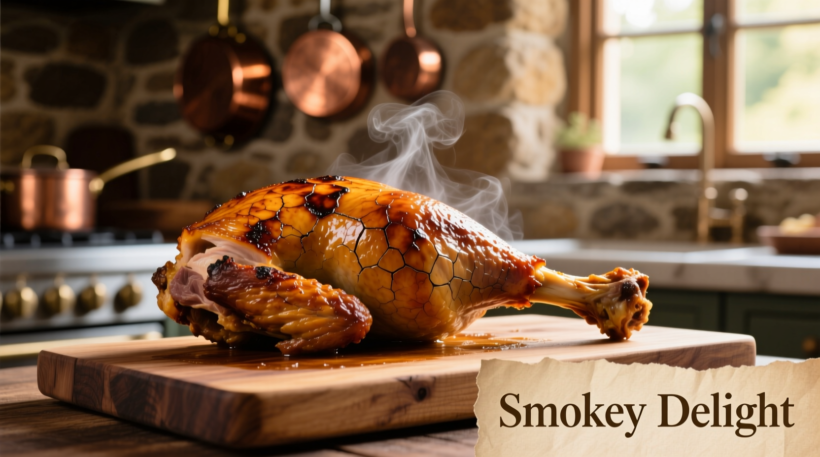 Perfectly cooked pre-smoked turkey legs with crispy skin