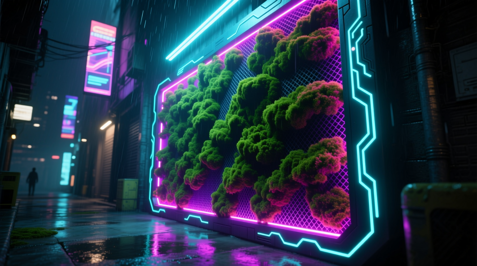 Styling a Moss Wall with Cyberpunk LED Backlighting