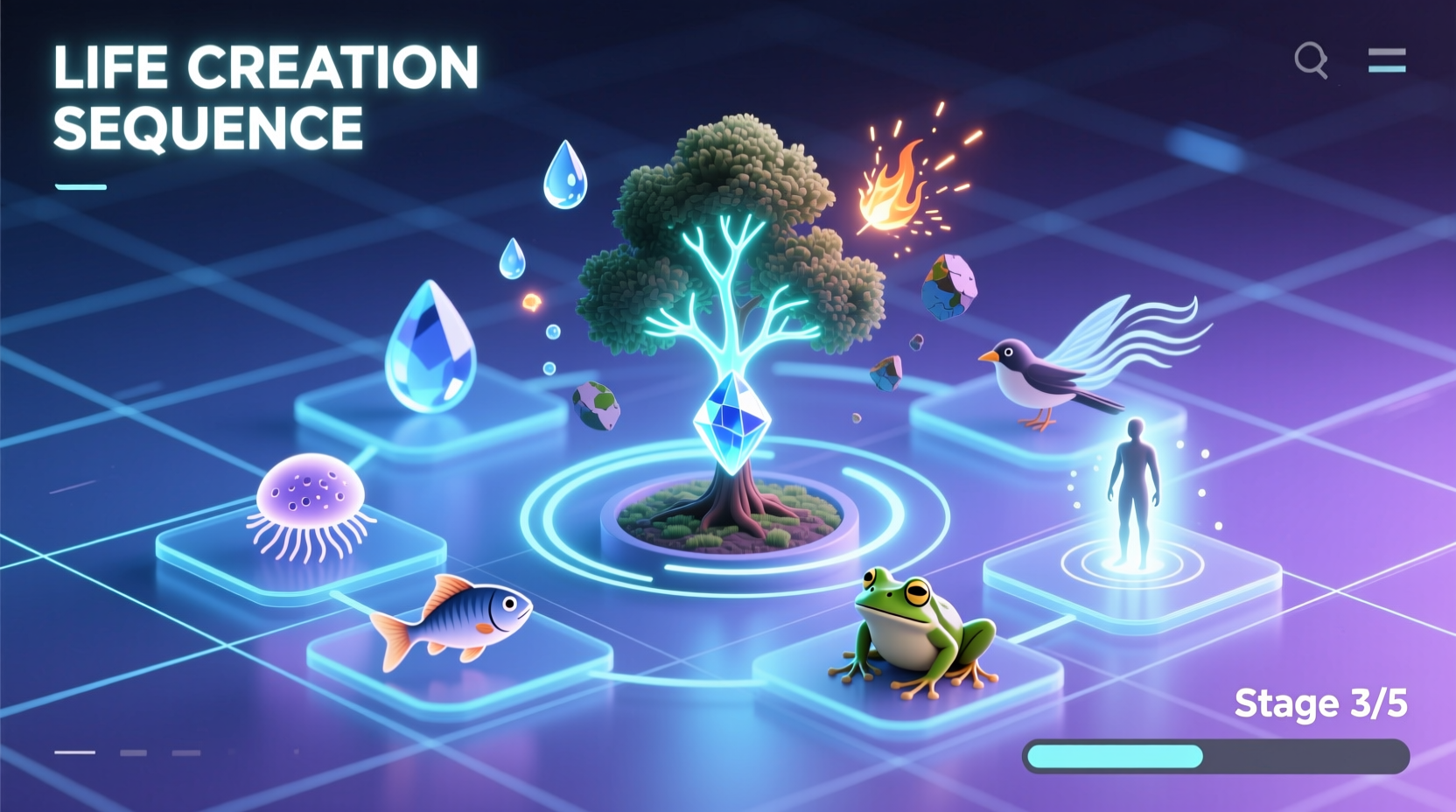 Life creation sequence in Infinite Craft interface