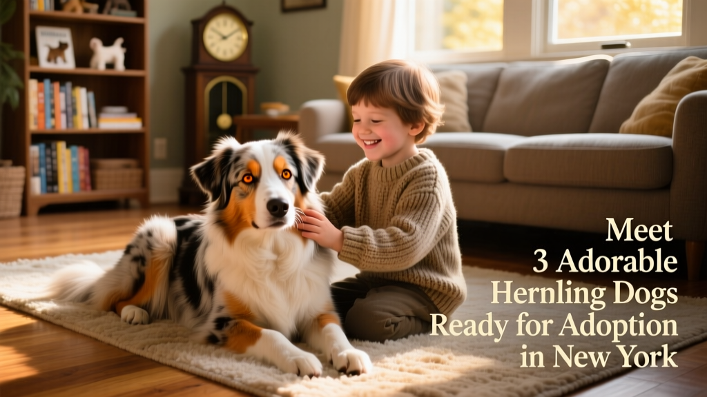 A gentle senior Australian Shepherd mix resting calmly beside a child on a cozy living room rug