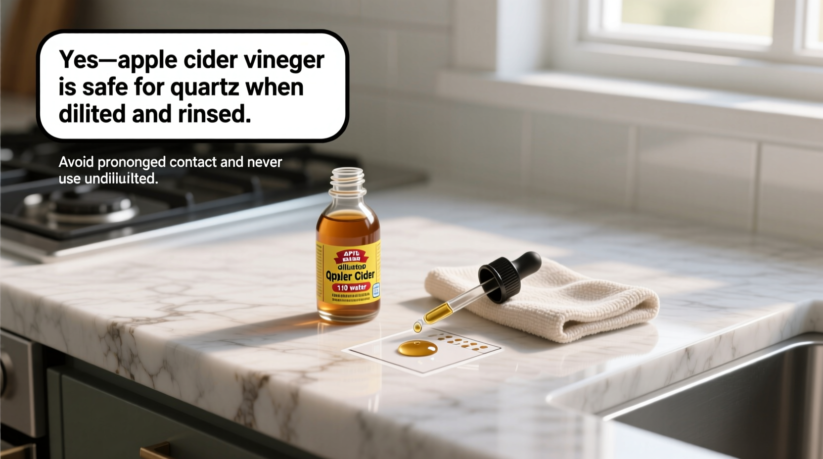 is apple cider vinegar safe for quartz