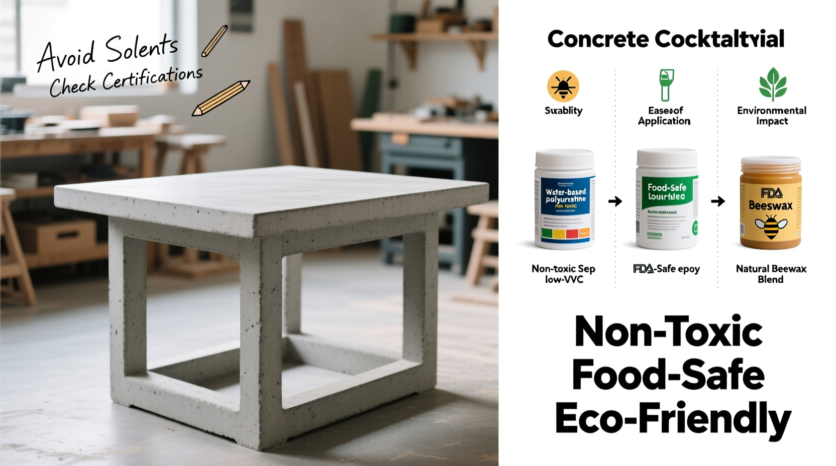 how to choose a non-toxic sealant for DIY concrete cocktail tables