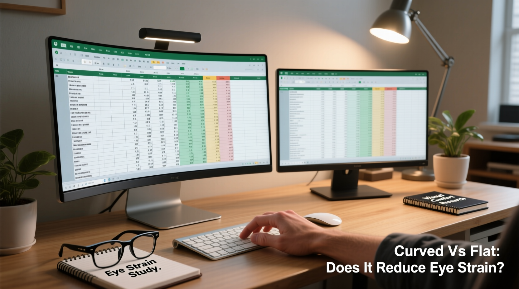 curved vs flat monitors for excel work does it actually reduce eye strain