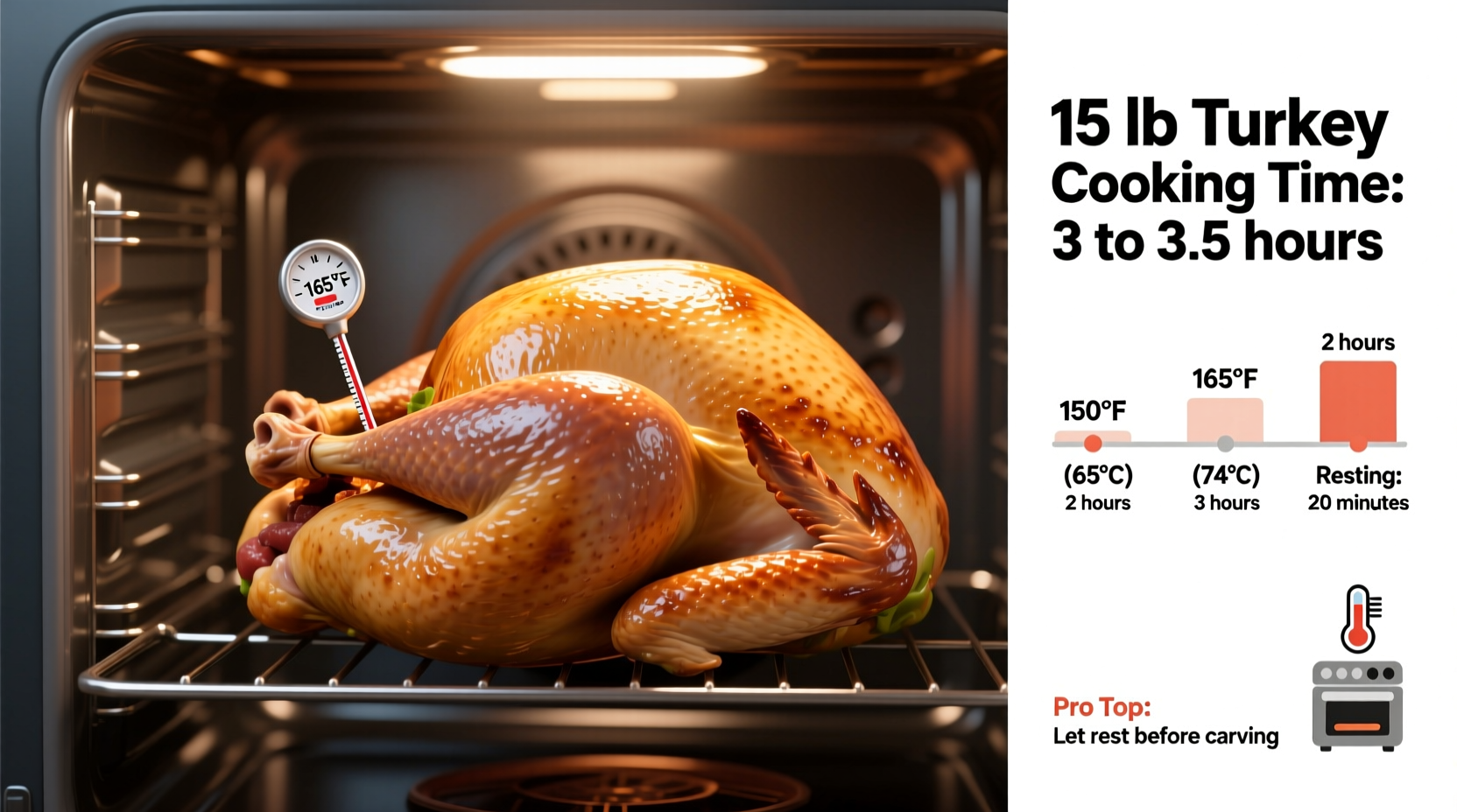 how long cook 15 lb turkey