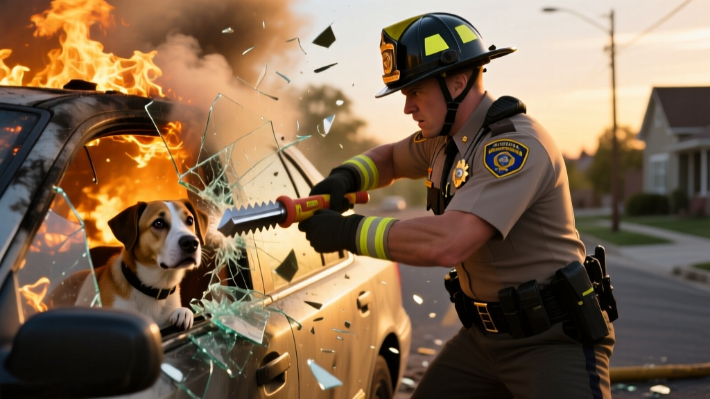 Watch This Colorado Deputy Smash Open Windows to Rescue a Dog From a Burning Car