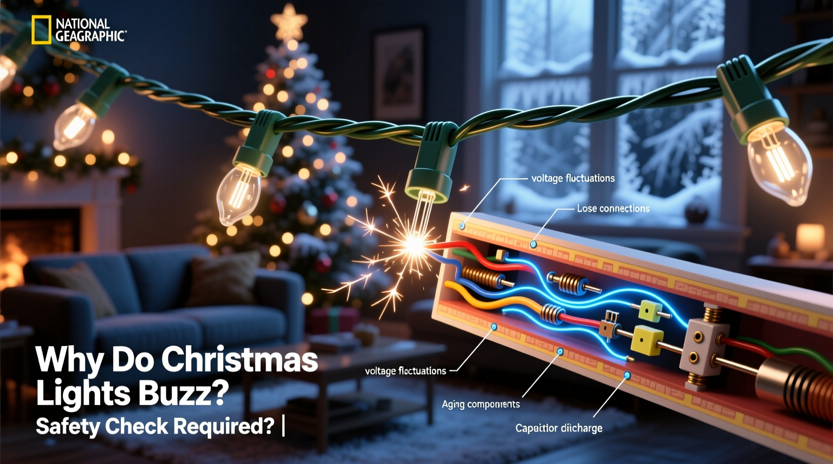why do some christmas lights buzz when turned on and should you be worried