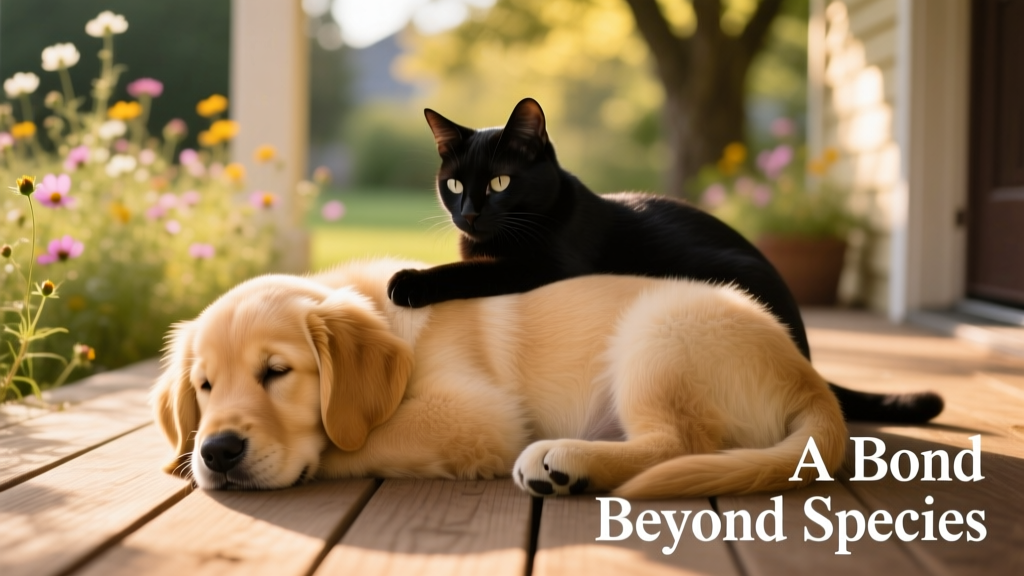 Watch This Cat Comfort His Golden Retriever Buddy's Puppy in Heartwarming TikTok