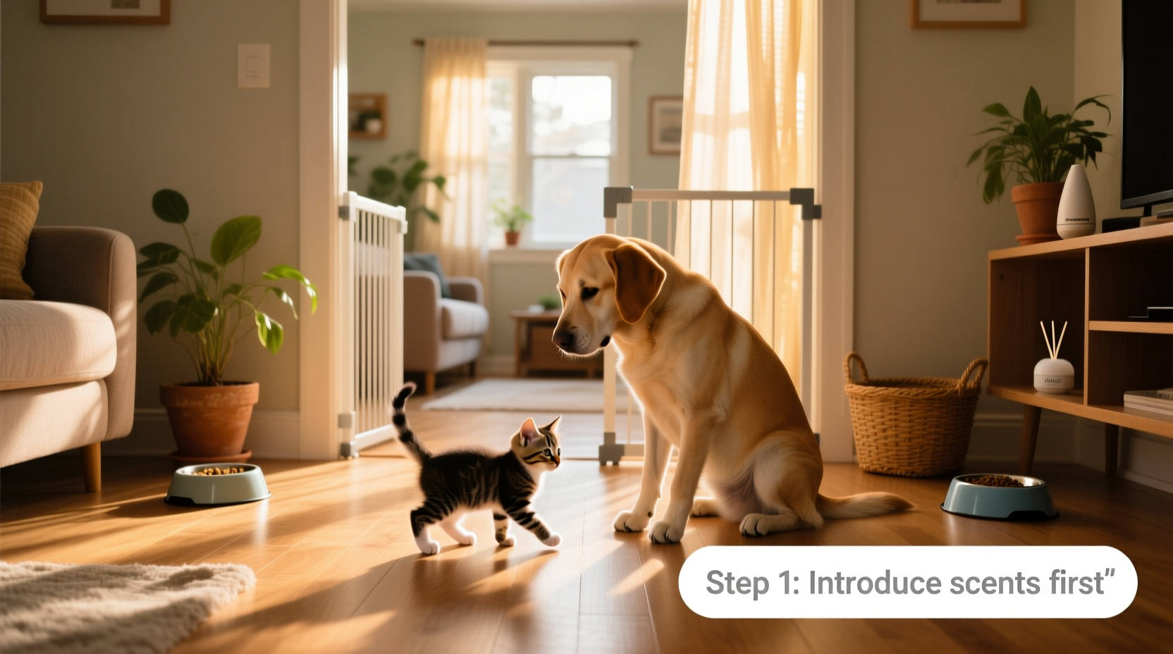 how to safely introduce a new kitten to a dog household step by step