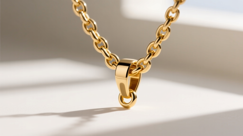 Close-up of a 2.5mm gold rope chain threaded through a solid Pride Rock pendant bail, showing weight distribution and link tension.