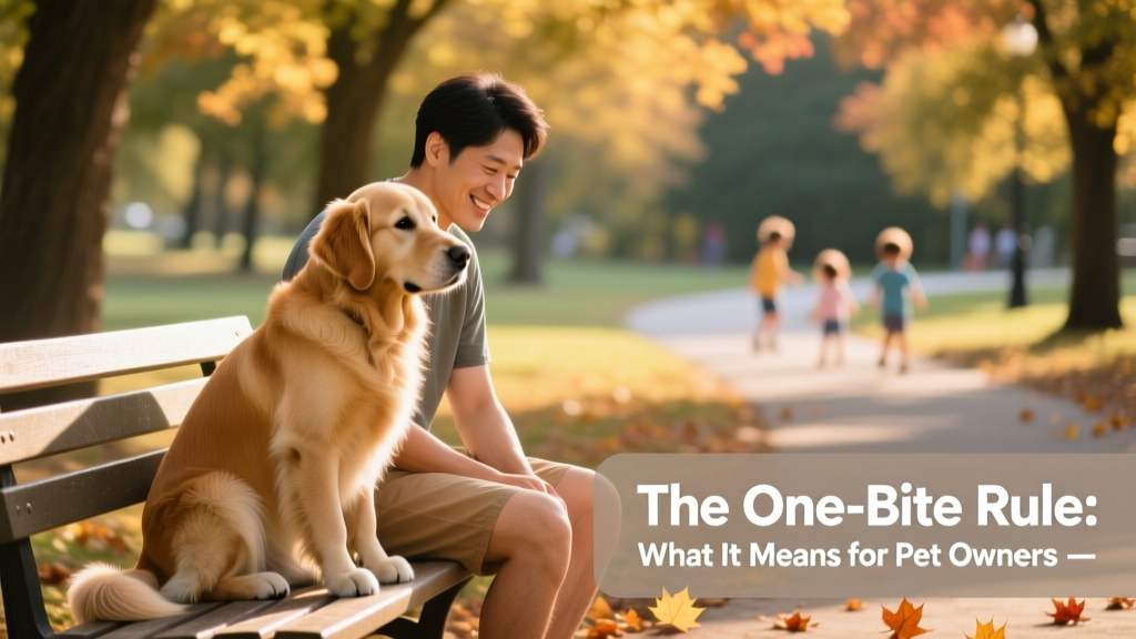 A calm, well-socialized dog sitting beside its owner in a park