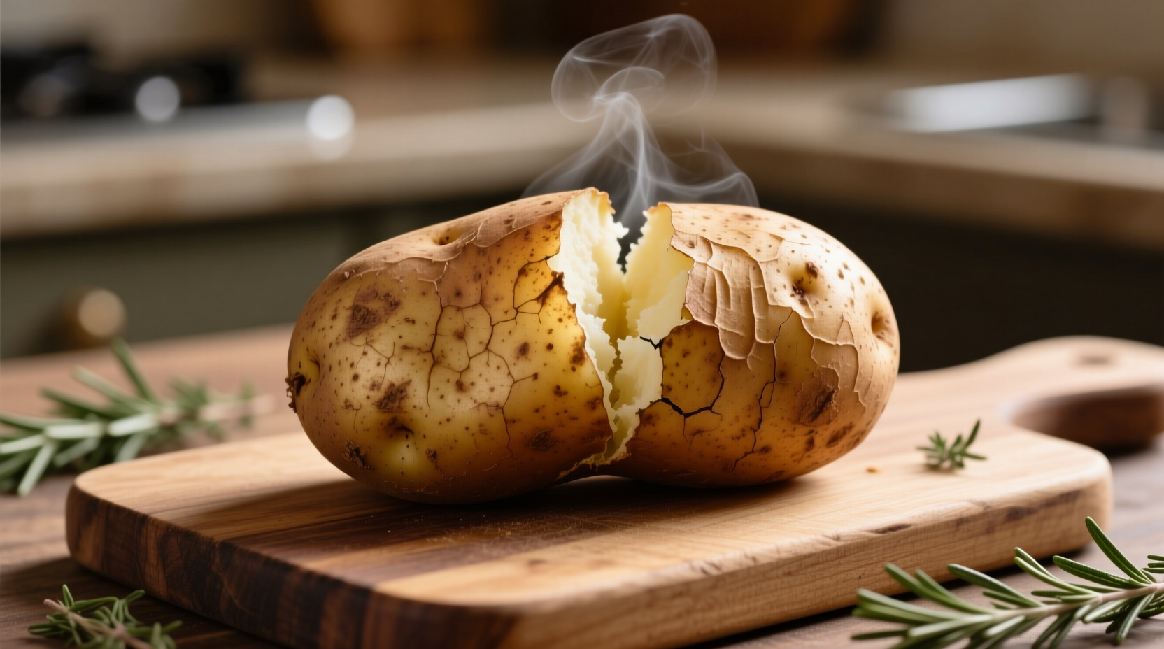 Baked potato with skin showing natural texture