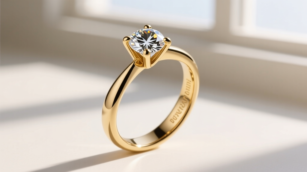 Side view of a gold martini setting holding a half-carat diamond, highlighting three prongs and a secure friction earring back.