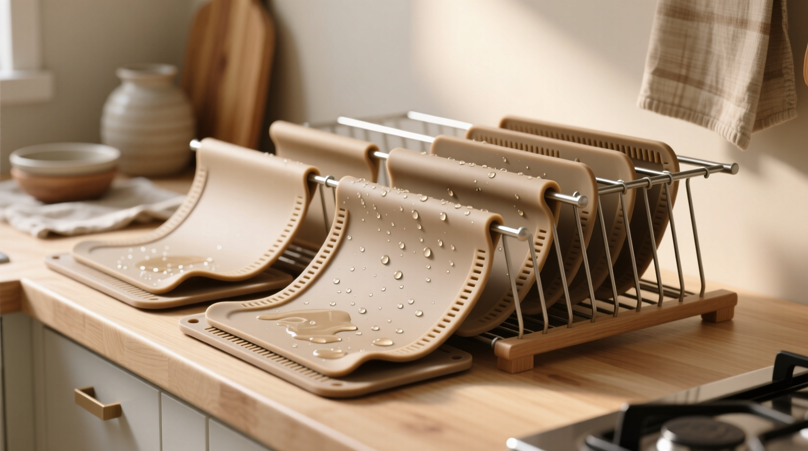 how to clean silicone baking mats used as drying racks