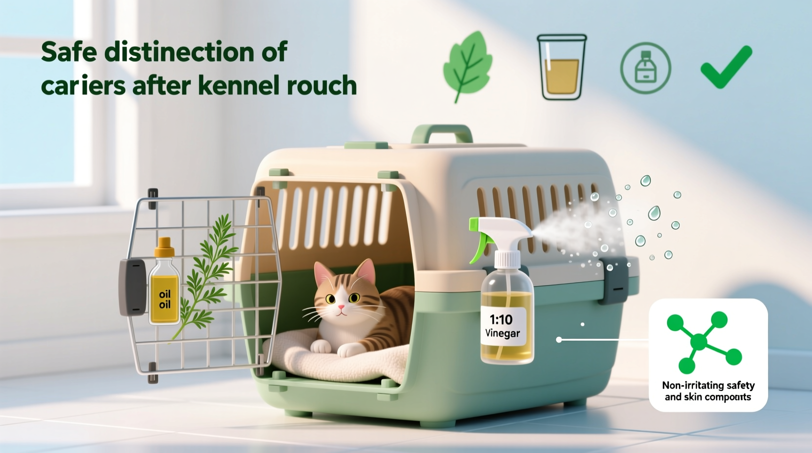 eco friendly cleaning disinfect cat carrier after kennel cough