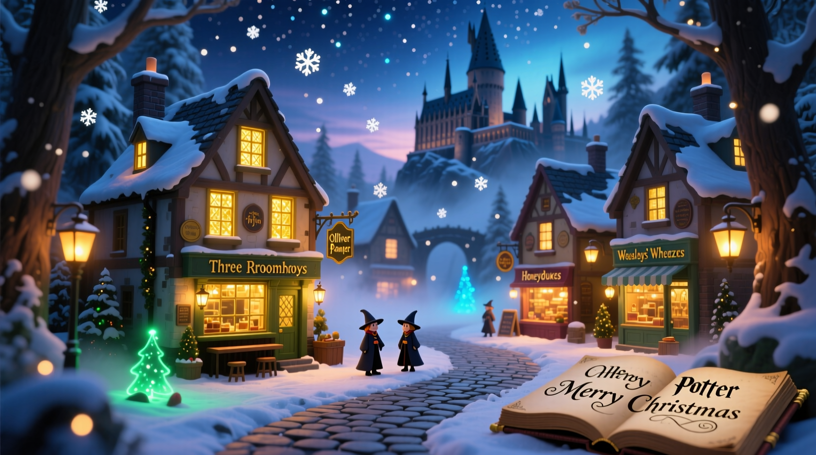 how to create a harry potter christmas village display with ambient lighting