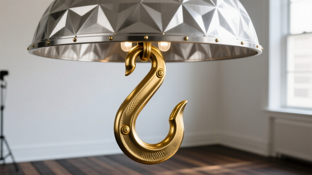 Macro shot of a 16-gauge gold hook supporting a heavy silver chandbali dome, highlighting thick metal structural integrity