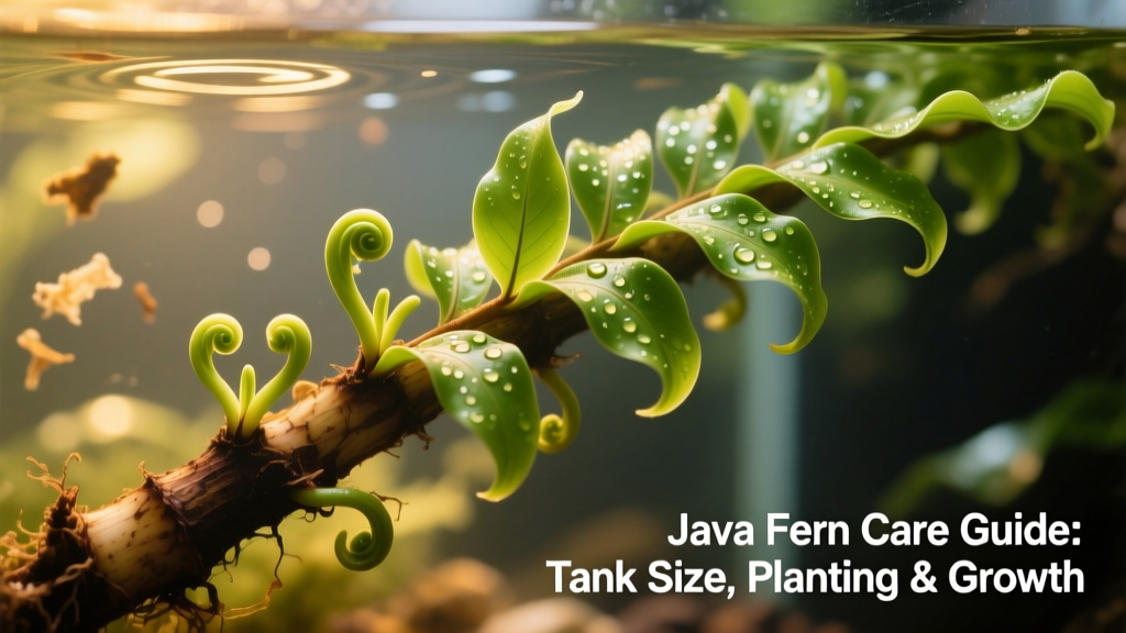 Close-up of healthy Java fern rhizome with emerging plantlets along leaf margins