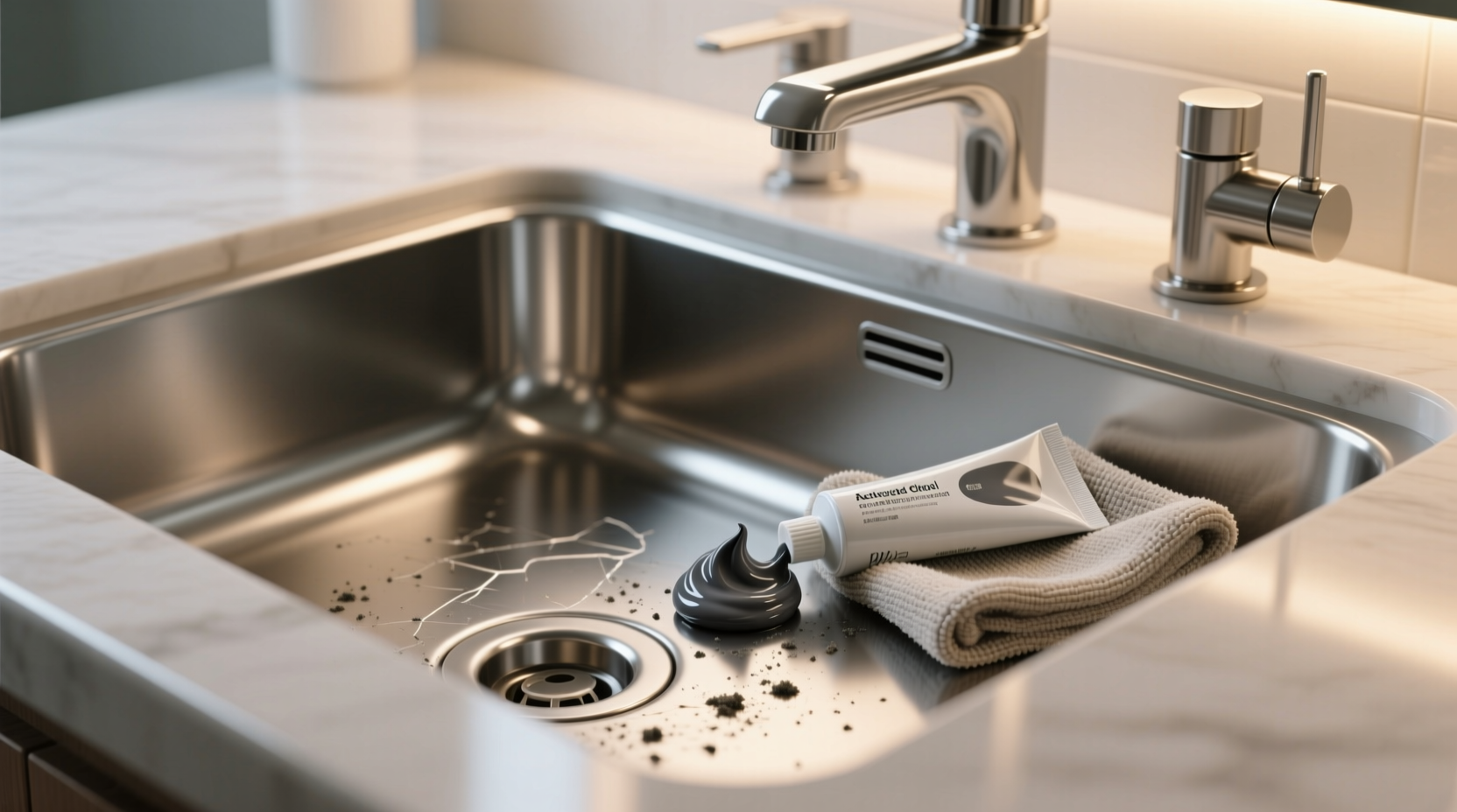 is charcoal toothpaste safe for stainless steel sinks