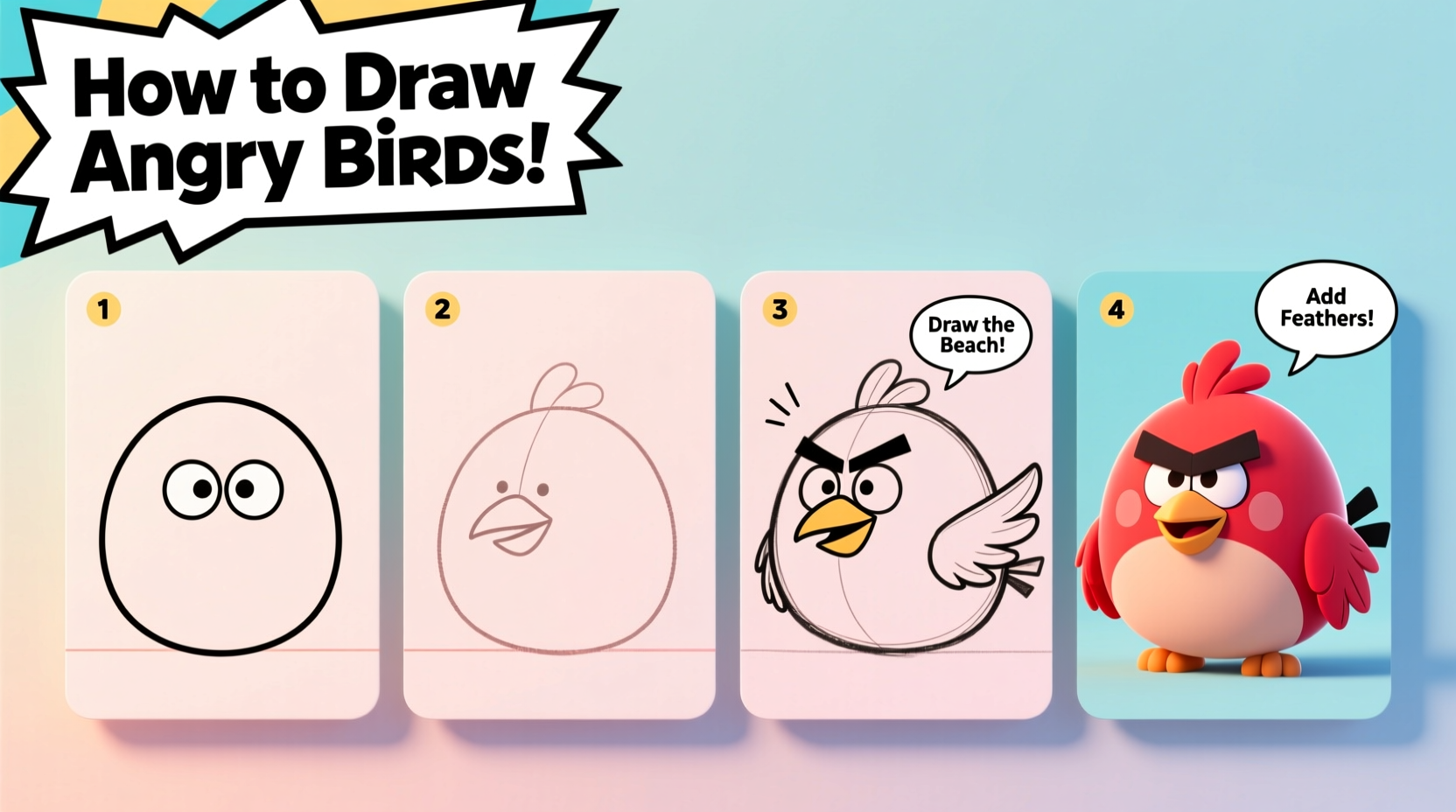 how to draw angry birds