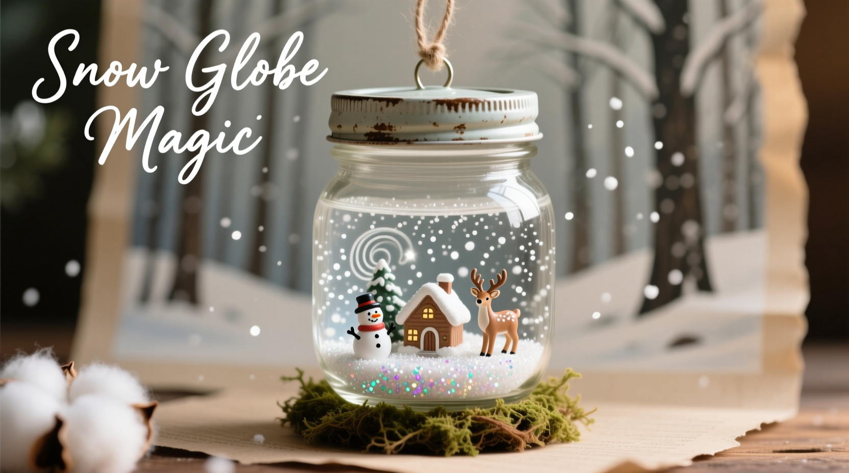how to make diy snow globe ornaments using old mason jars and mini figurines