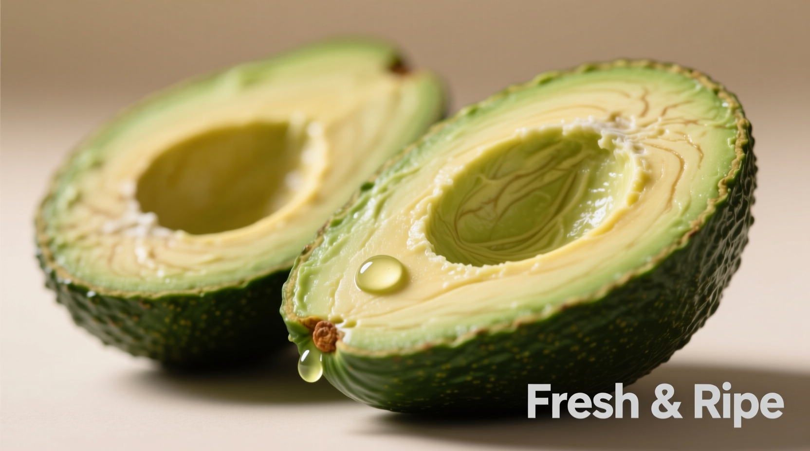 Ripe avocado halves showing creamy green flesh