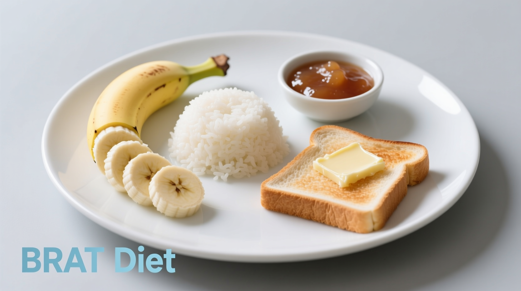 BRAT diet components on white plate