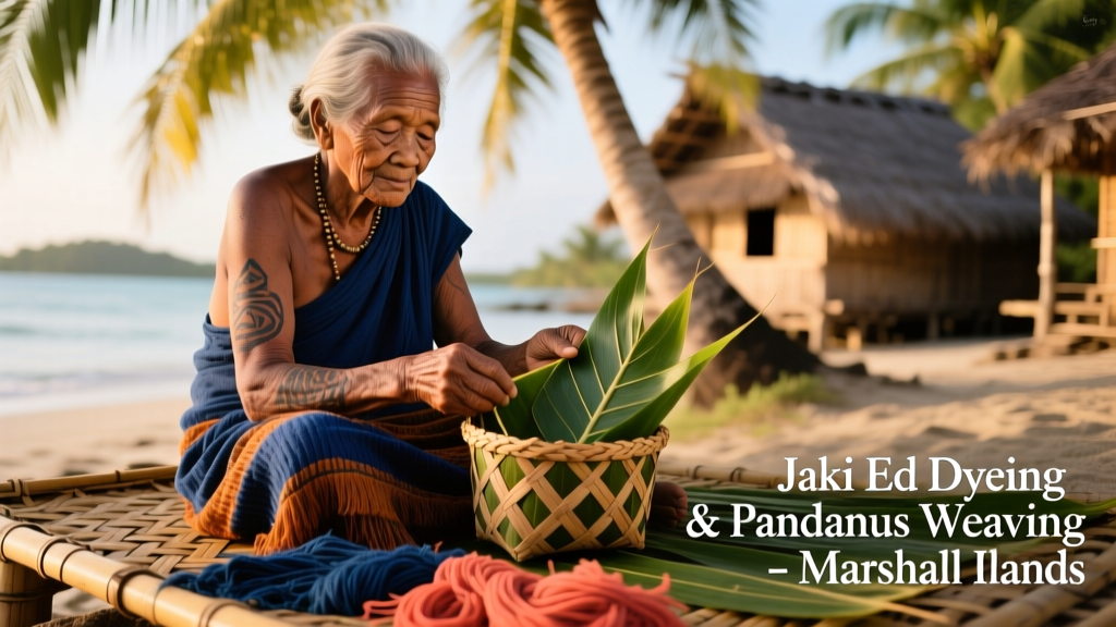 Marshall Islands Jaki Ed Dyeing And Pandanus Leaf Weaving Methods