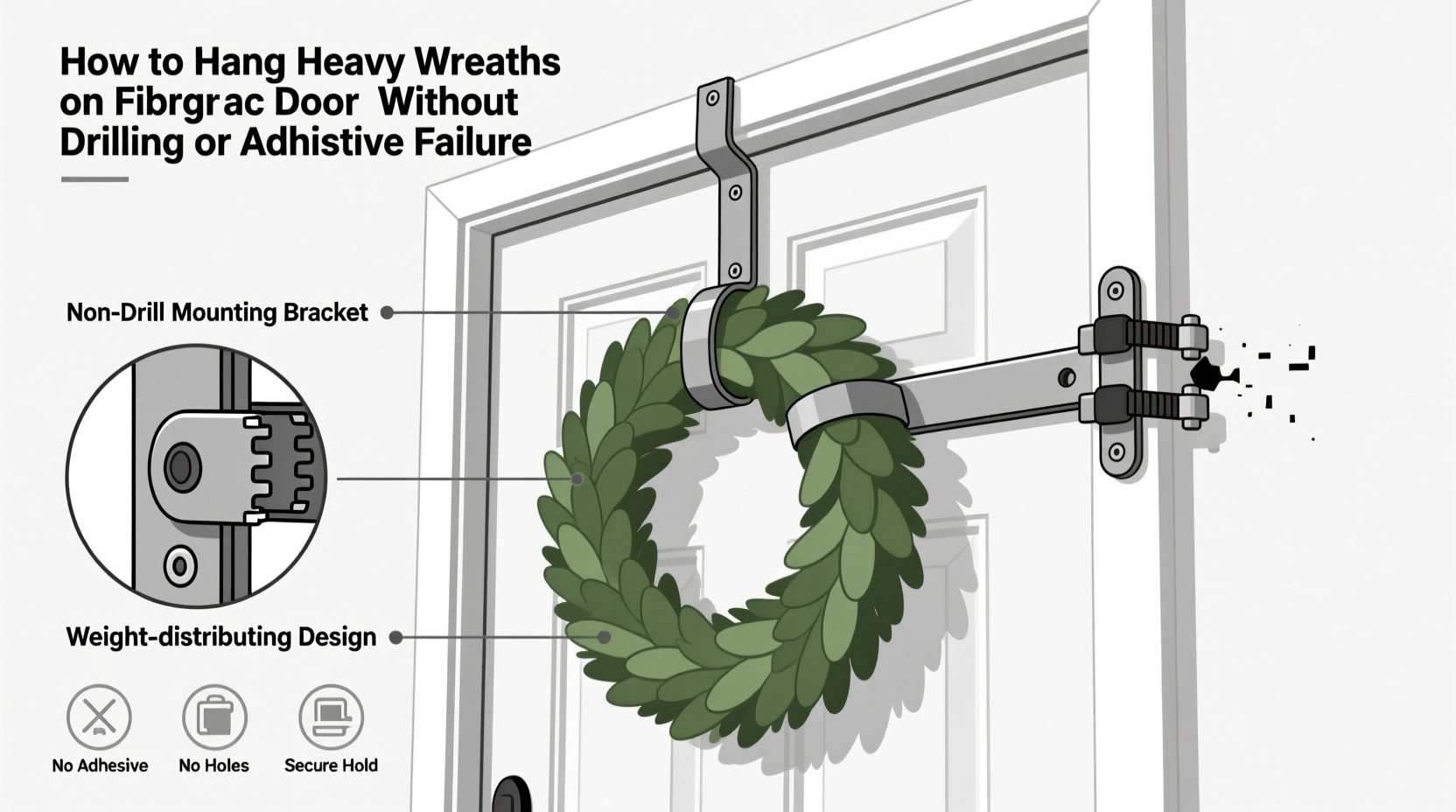 Wreath Pro hanger on fiberglass door