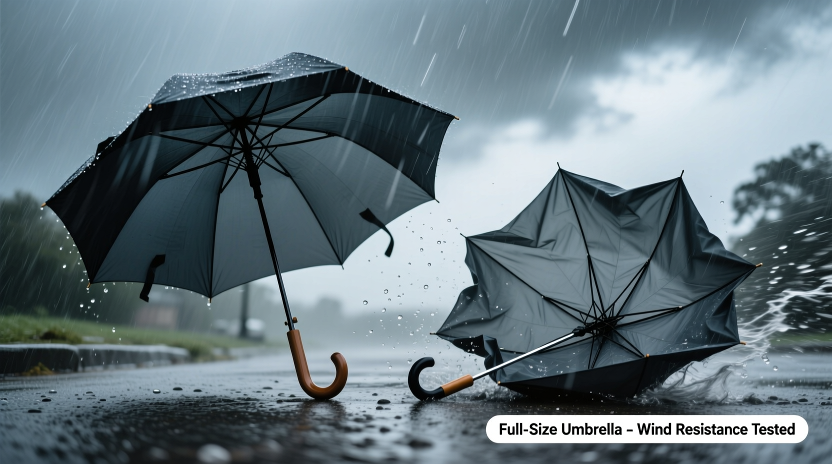 compact umbrella vs full size which withstands wind better during storms