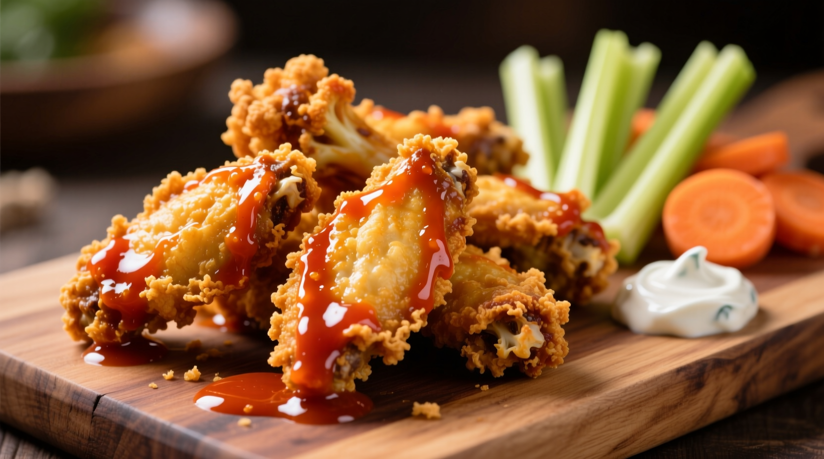 Crispy golden cauliflower wings with buffalo sauce
