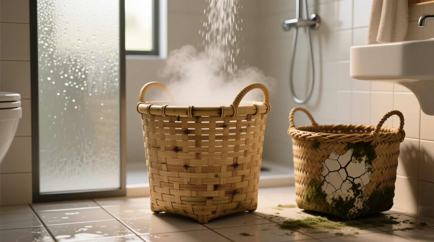 bamboo vs seagrass best laundry basket for humid bathrooms