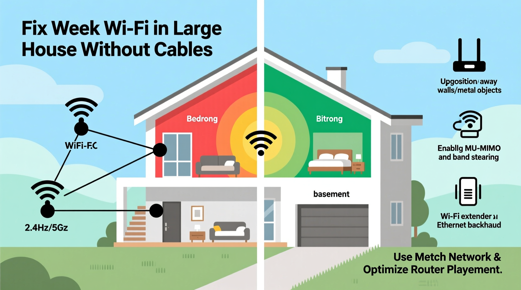 how to fix weak wifi signal in a large house without running cables