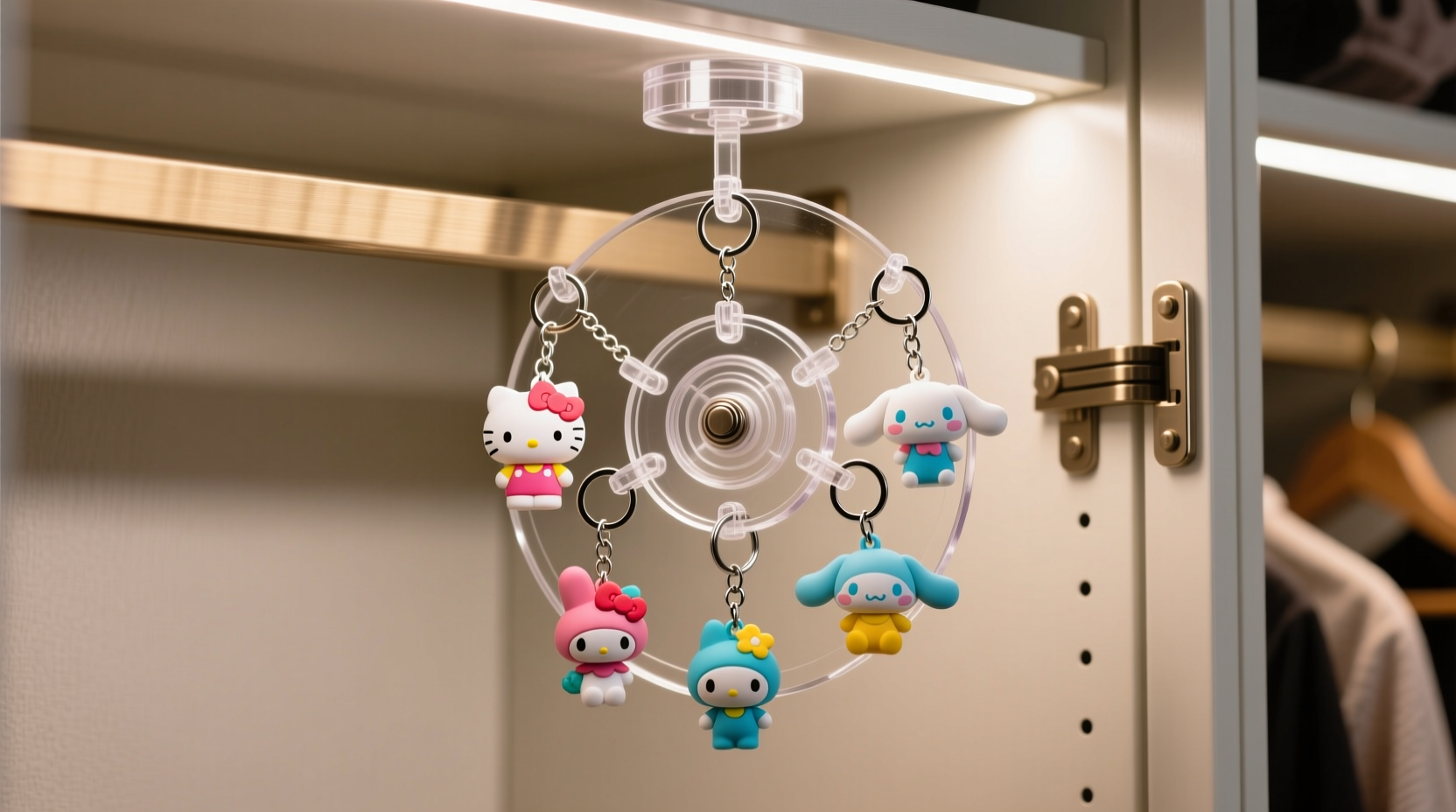 sanrio keychain closet door display tips