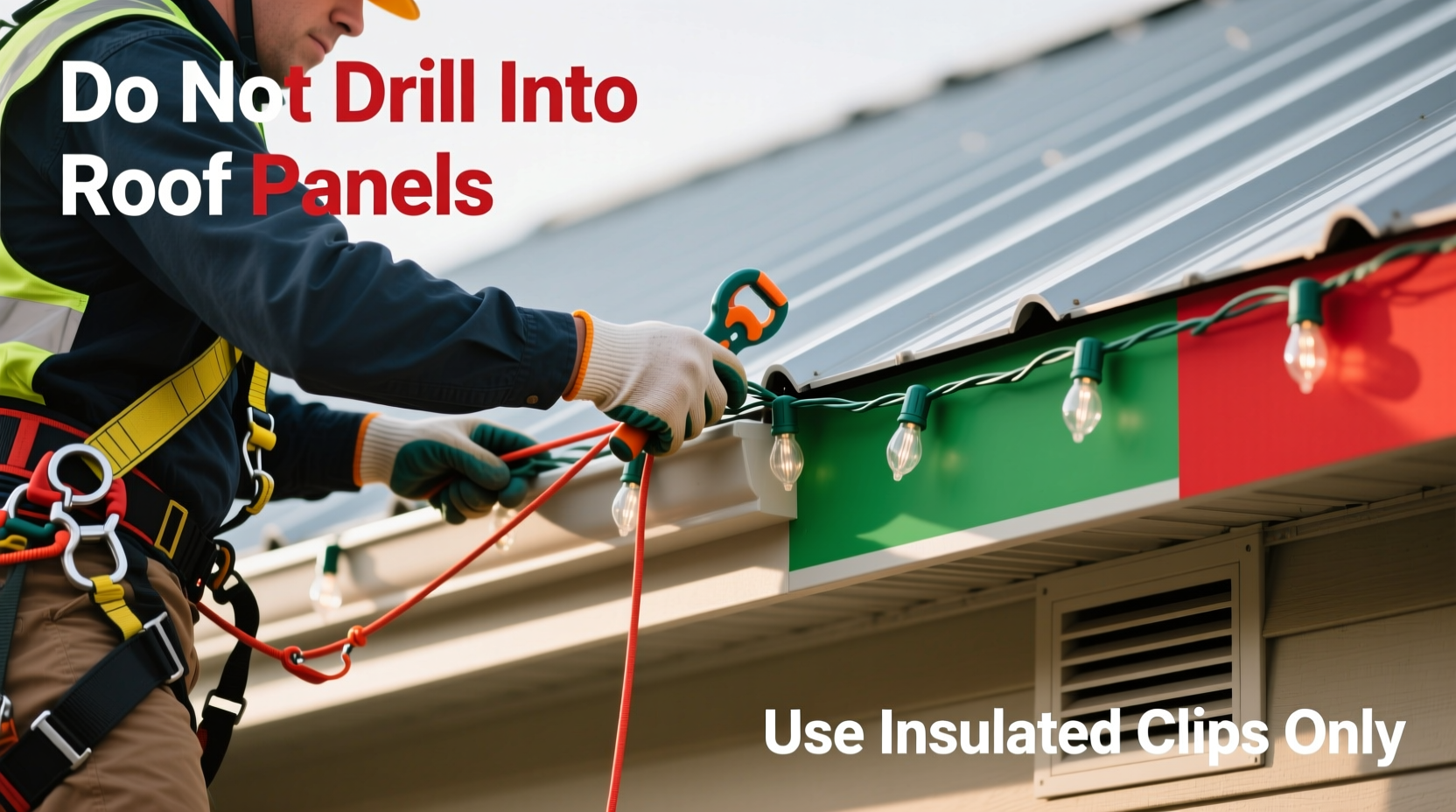 how to safely install christmas lights on a metal roof without voiding your warranty or risking shock