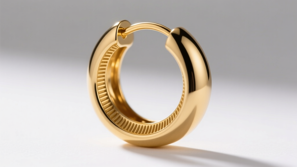 Close-up of hollow gold tubing for hoop earrings, showing 0.4mm wall thickness and internal ribbing against a white backdrop