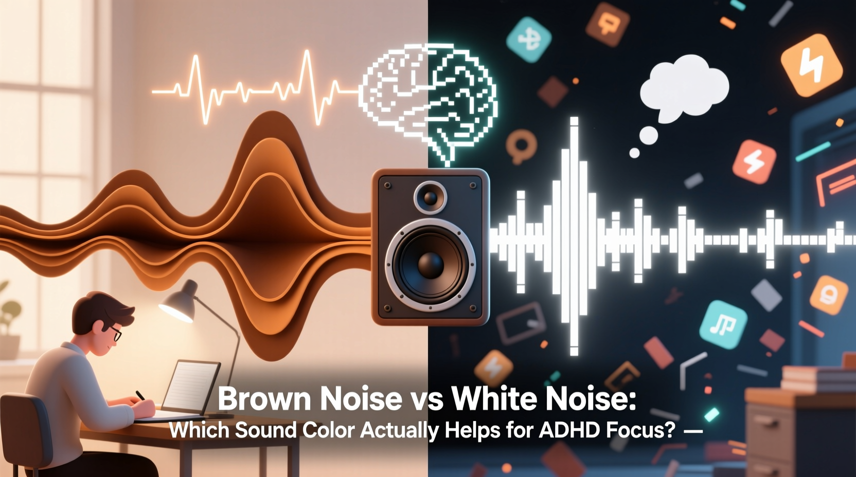 brown noise vs white noise which sound color actually helps with adhd focus