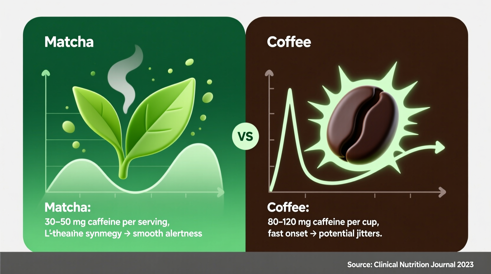 matcha vs coffee which caffeine source causes less jitter