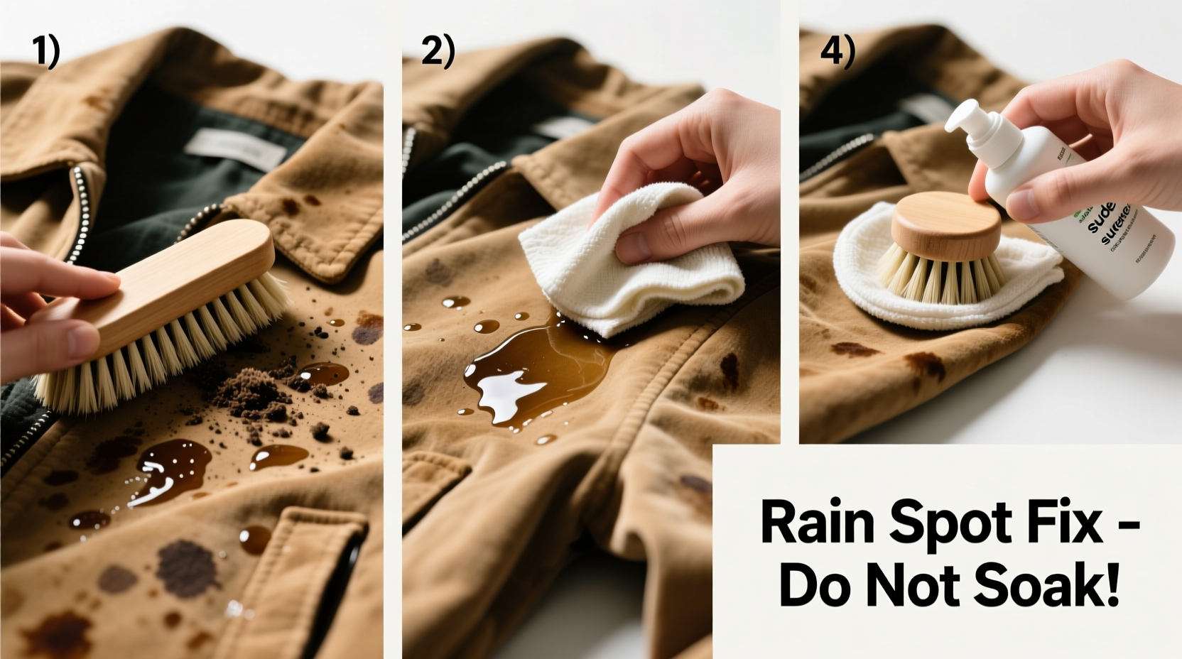 how to safely clean a suede jacket stained by rain spots