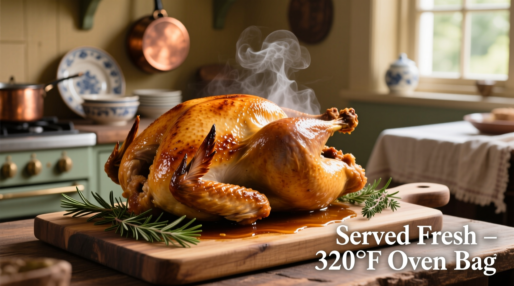 Golden brown turkey resting after oven bag cooking