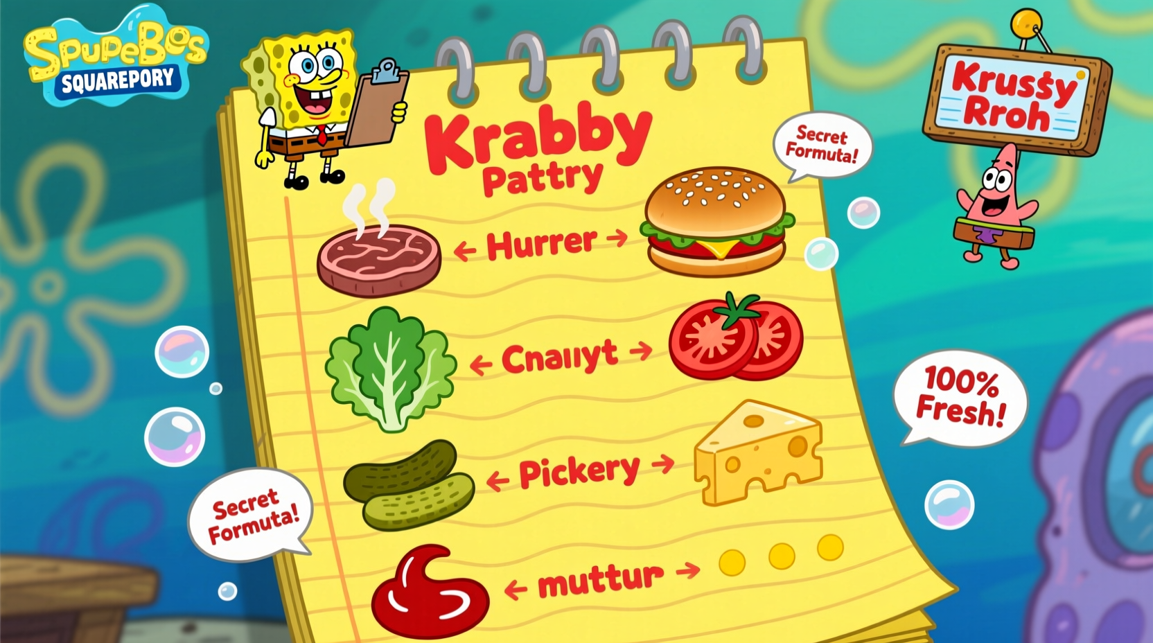 SpongeBob SquarePants Krabby Patty ingredients chart