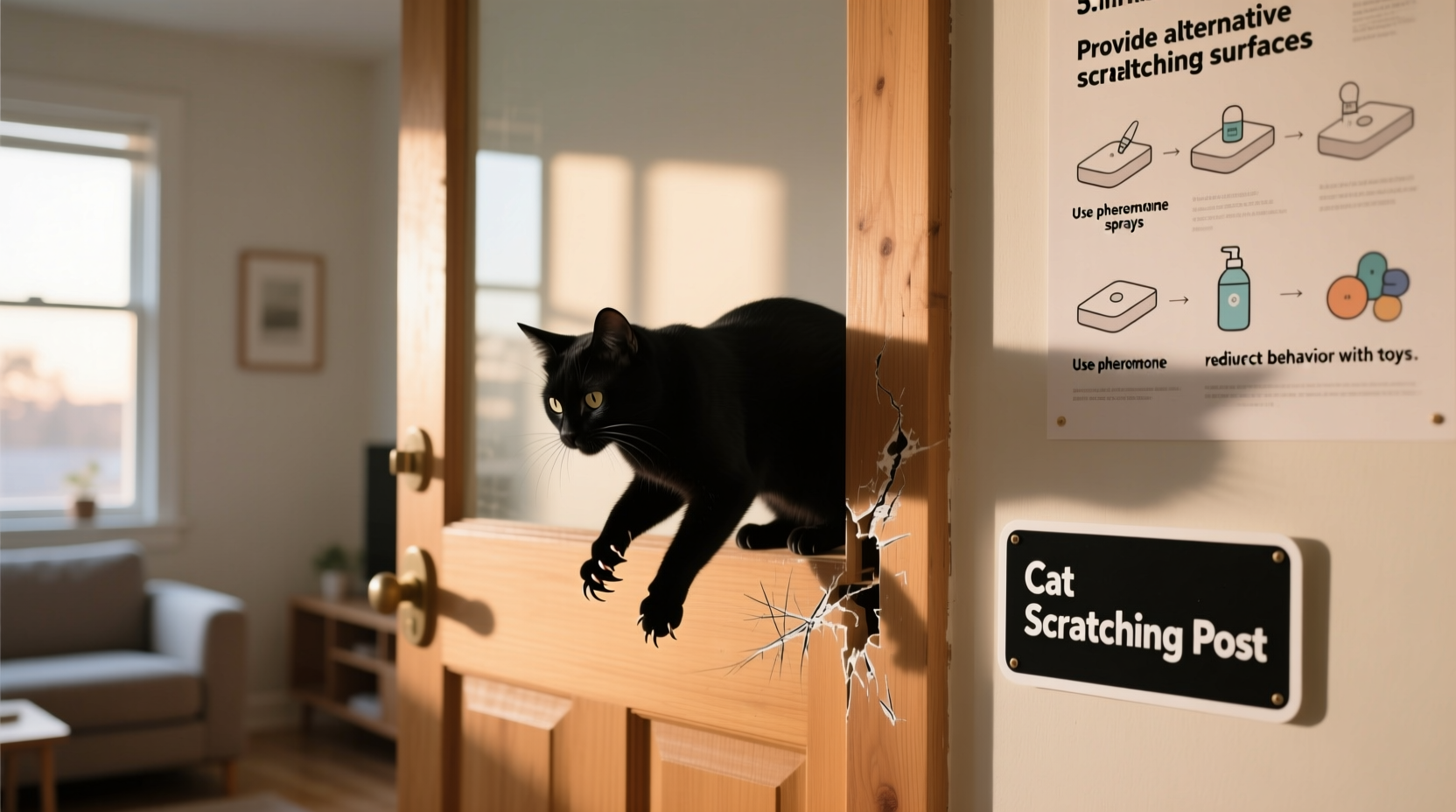 how to stop your cat from scratching the door frame at 5am