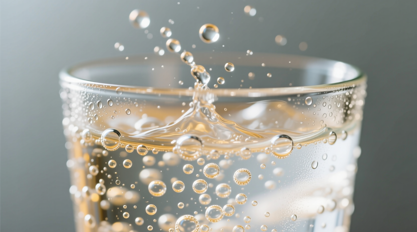 Close-up of bubbling club soda in a glass