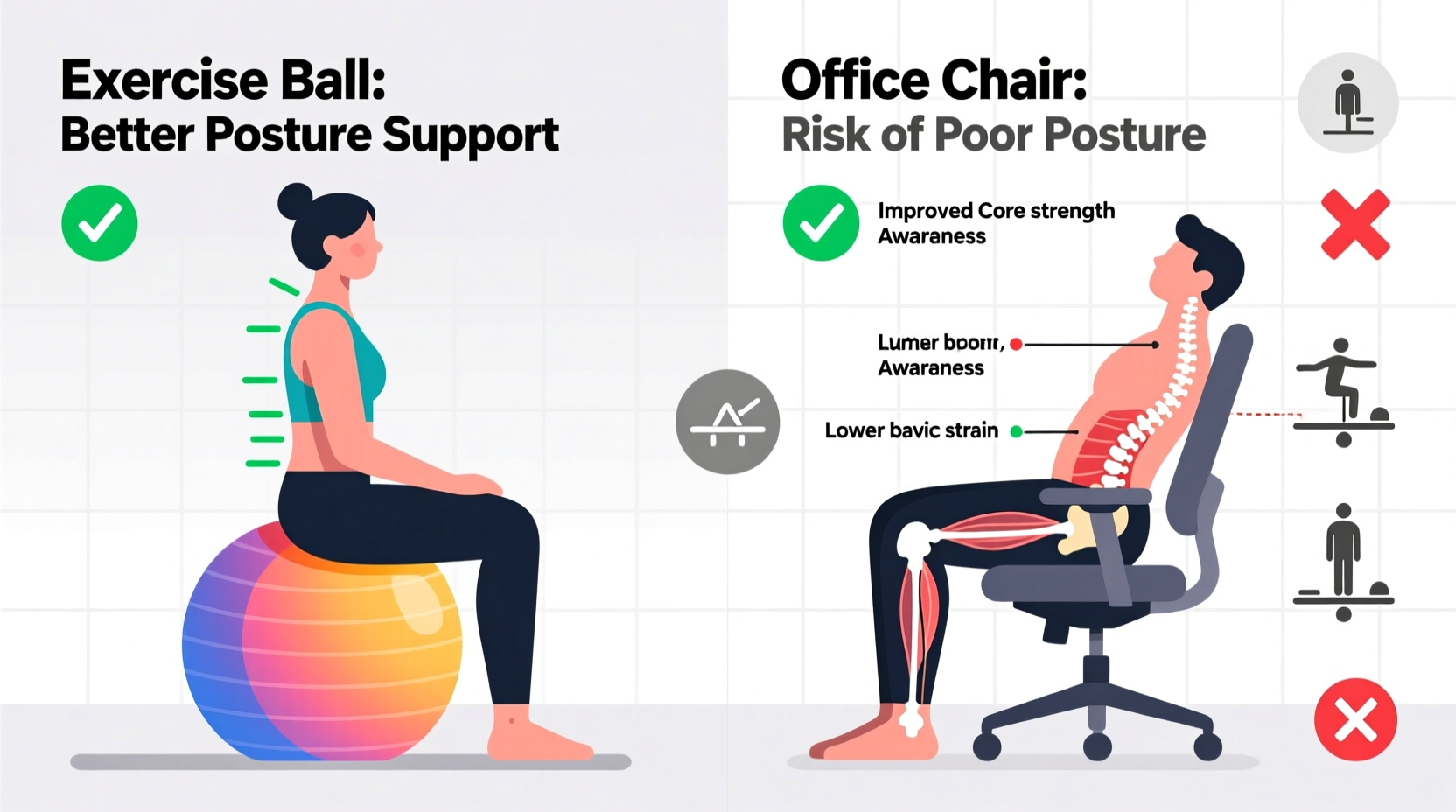is sitting on an exercise ball better for posture than office chairs