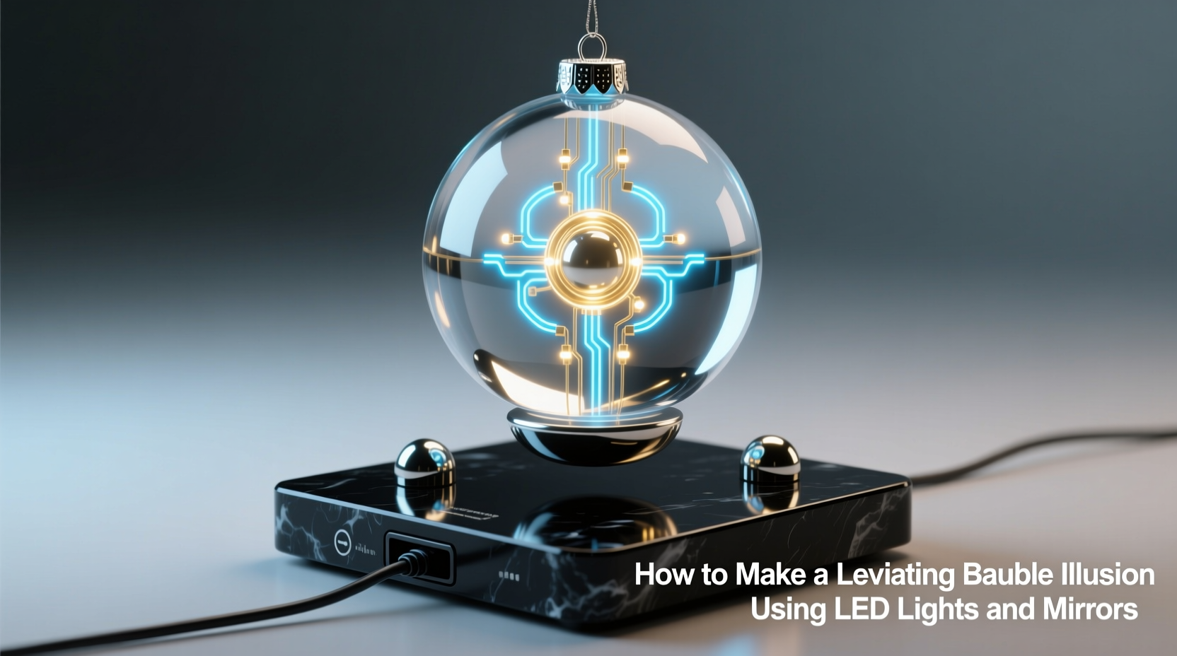 how to make a levitating bauble illusion using led lights and mirrors