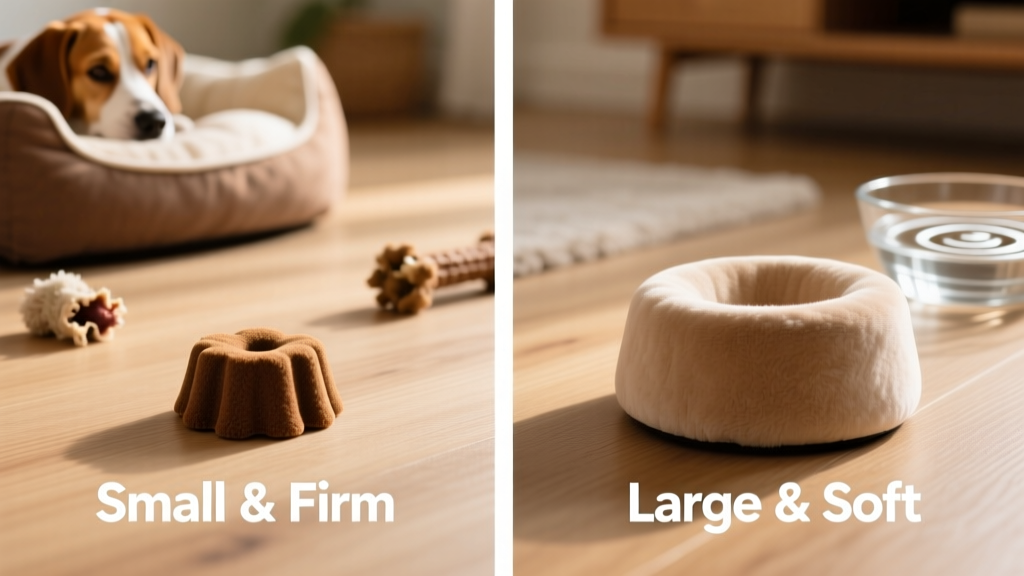 Side-by-side comparison of small, firm dog stools versus large, soft stools