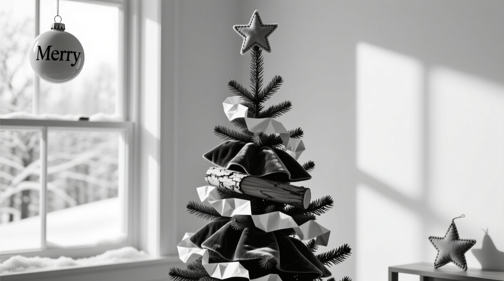 how to style a monochrome christmas tree with varying textures instead of color