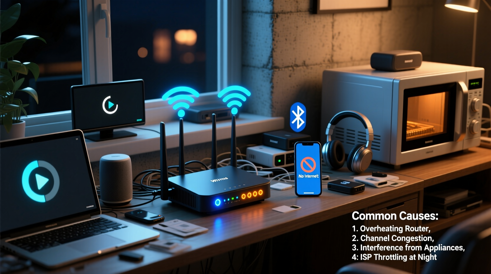 why does my internet keep cutting out at night common router issues